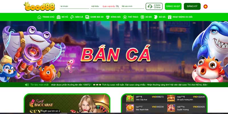 Thông tin về tựa game bắn cá trực tuyến tại sân chơi giải trí Good888